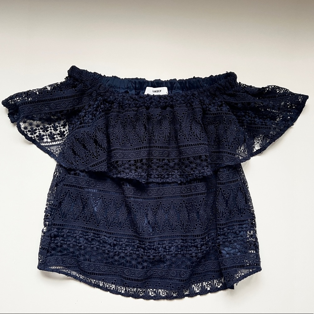 Likely Navy Off The Shoulder Top - S